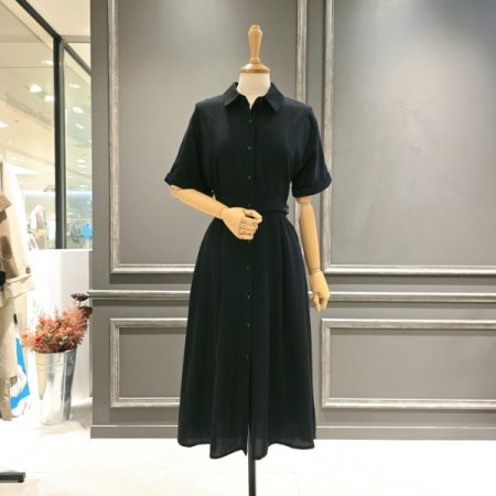 카라넥 A라인 셔츠형 원피스