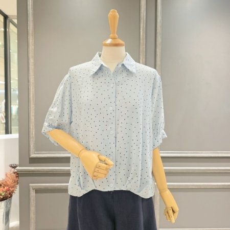언발기장 도트패턴 셔츠