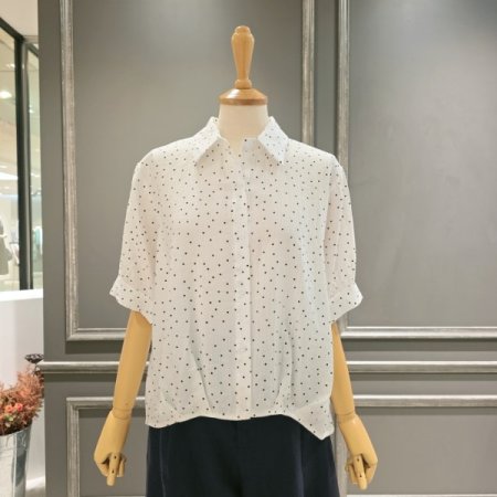 언발기장 도트패턴 셔츠