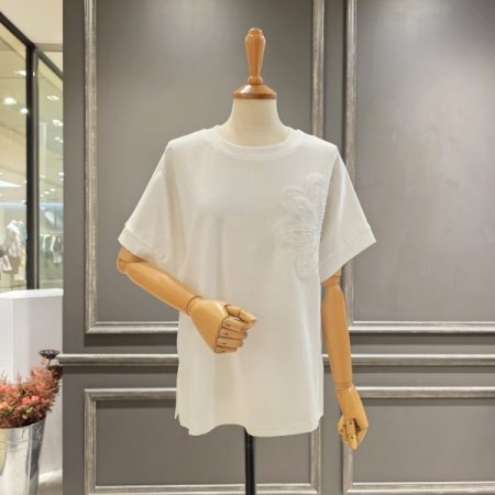 플라워 비즈장식 티셔츠