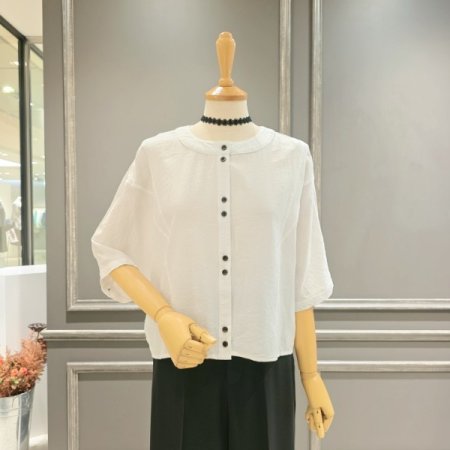 라운드 루즈핏 노카라 자켓