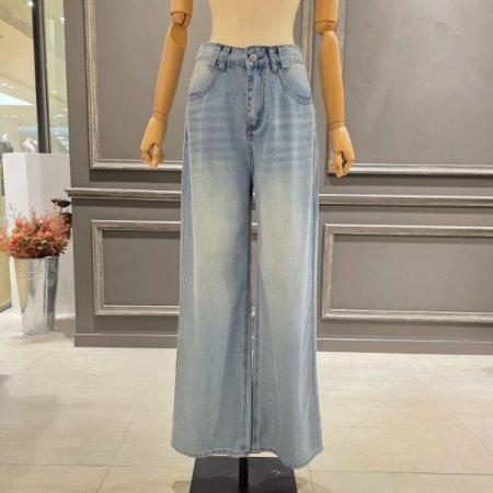 데님 일자 세미 와이드 팬츠