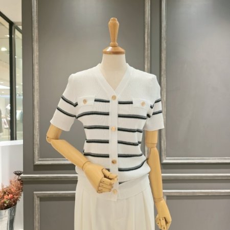 스트라이프 골지 가디건