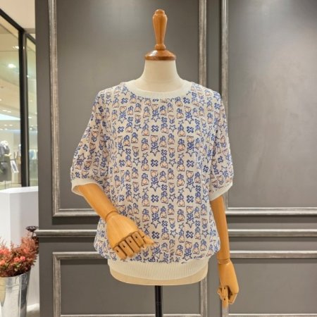 유니크패턴 면 블라우스