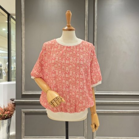 유니크패턴 면 블라우스