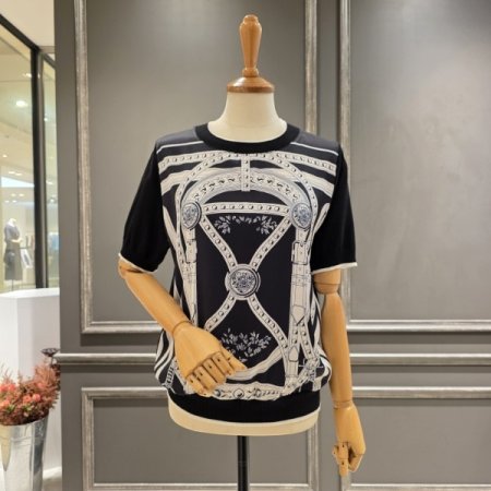 프린팅 니트 블라우스