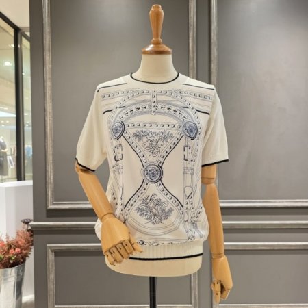 프린팅 니트 블라우스