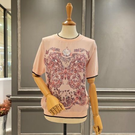 나비패턴 니트 블라우스