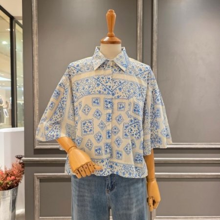 소매와이드 숏 블라우스