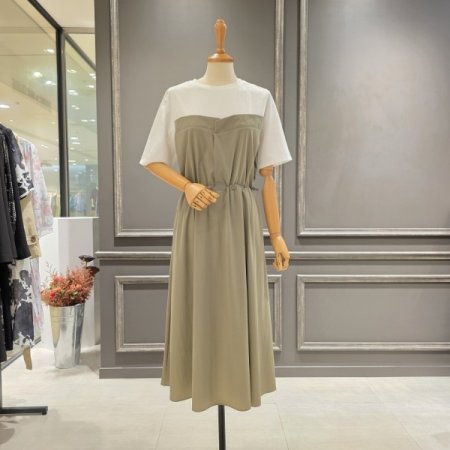 면 배색 옆 스트일 원피스