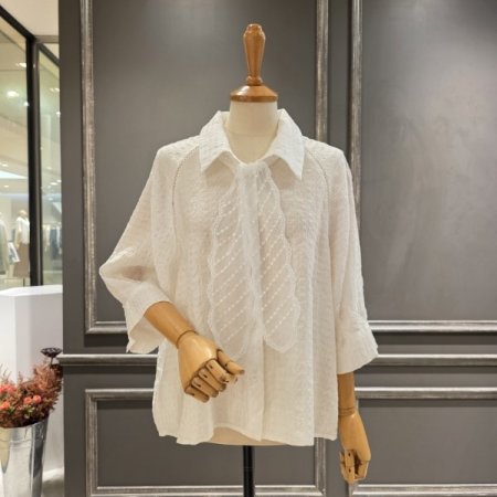 레이스 리본 블라우스