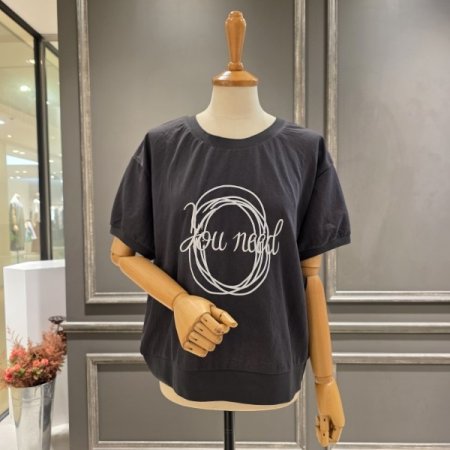 레터링 반팔 블라우스