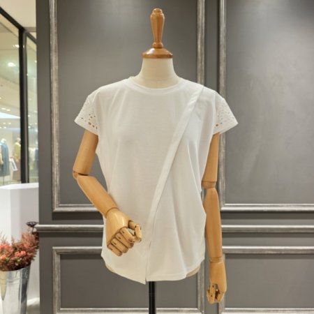 소매 펀칭 면 티셔츠