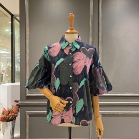 플라워 루즈핏 블라우스