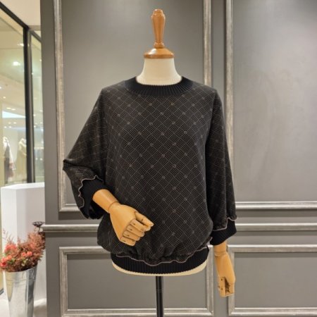 패턴 주름 맨투맨 블라우스