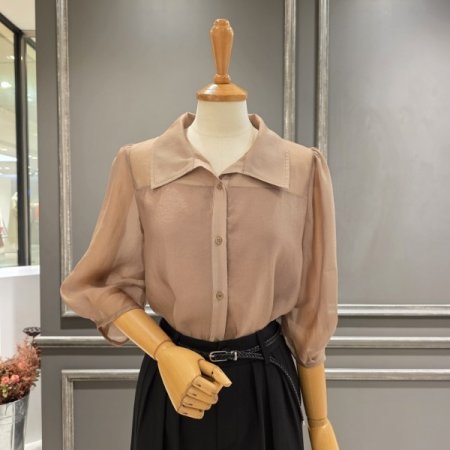 시스루 카라 블라우스