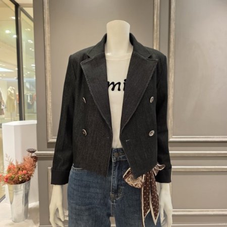 더블버튼 데님 숏 자켓