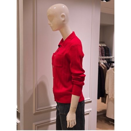 골드버튼 골지 카라 가디건