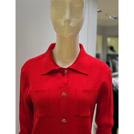 골드버튼 골지 카라 가디건