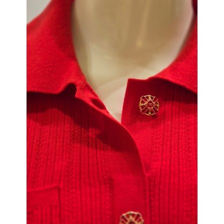 골드버튼 골지 카라 가디건