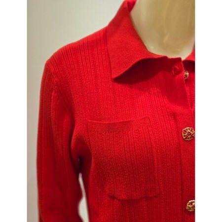 골드버튼 골지 카라 가디건