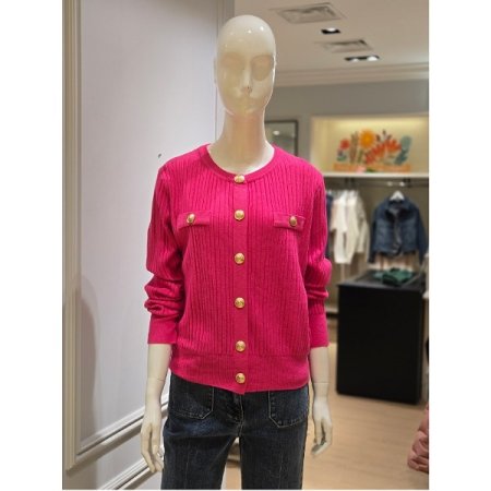 포인트 골드버튼 니트 가디건