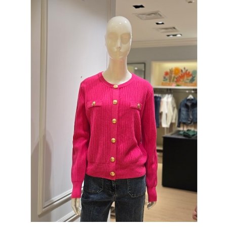 포인트 골드버튼 니트 가디건