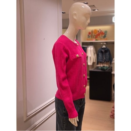 포인트 골드버튼 니트 가디건