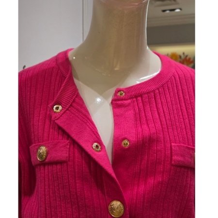 포인트 골드버튼 니트 가디건