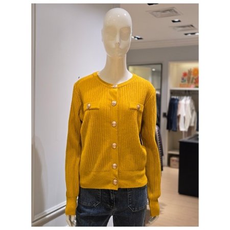 포인트 골드버튼 니트 가디건