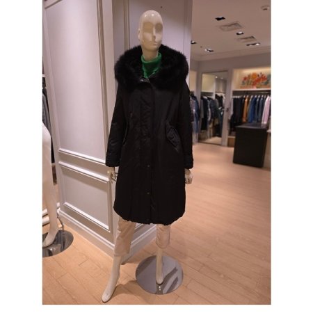 폭스퍼 후드 롱 덕다운 점퍼