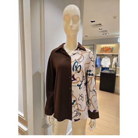 하프 언발 프린팅 블라우스