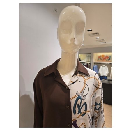 하프 언발 프린팅 블라우스