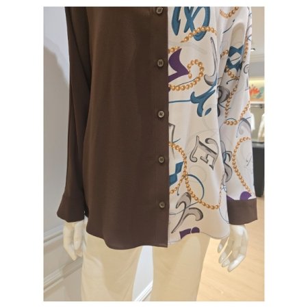 하프 언발 프린팅 블라우스