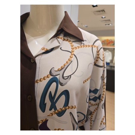 하프 언발 프린팅 블라우스