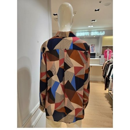 멀티 프린트 카라 블라우스