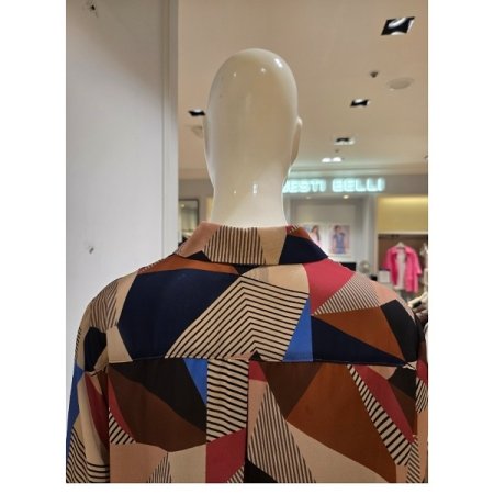 멀티 프린트 카라 블라우스