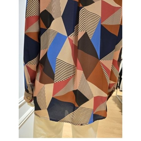 멀티 프린트 카라 블라우스