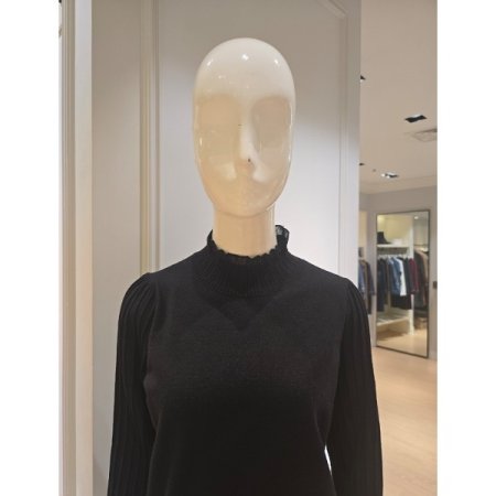 플리츠 슬리브 하이넥 니트