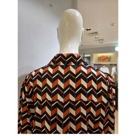 패턴 리본 스카프 블라우스