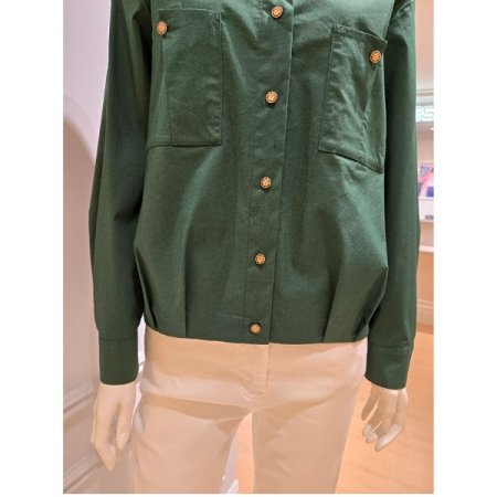 양 포켓 플리티드 셔츠