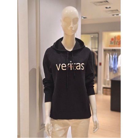 레터링 후드 풀오버 니트