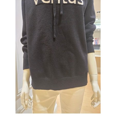 레터링 후드 풀오버 니트