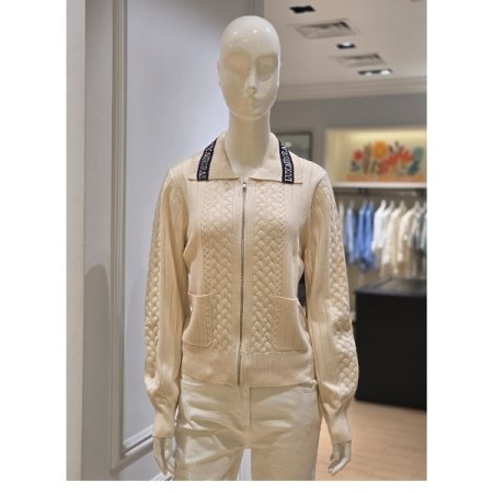 레터링 카라 집업 케이블 가디건