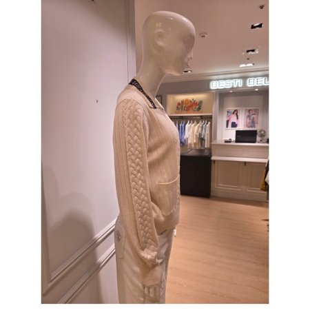 레터링 카라 집업 케이블 가디건