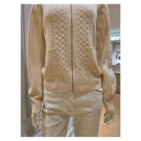 레터링 카라 집업 케이블 가디건