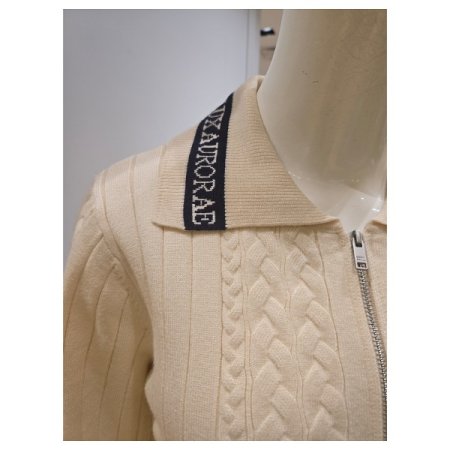 레터링 카라 집업 케이블 가디건