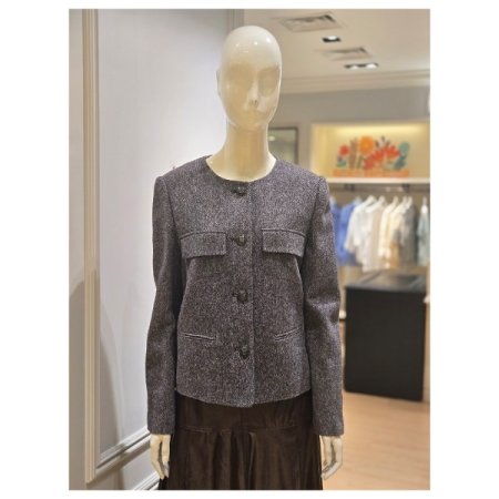 울 블랜디드 노카라 자켓