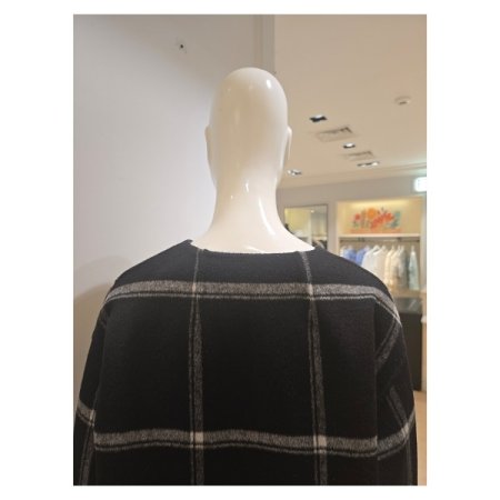 울 블랜디드 격자 패턴 코트