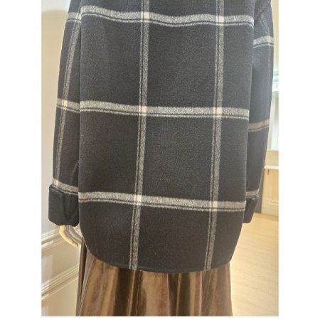 울 블랜디드 격자 패턴 코트